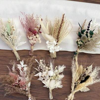 1/2/3/4/6/8/10/12pcs Mini Dried Flowers, Bridesmaid Bouquet, Wedding Boutonniere For Men, DIY Crafts, Home Decoration, Bridal Vase Arrangement, Thanksgiving And Fall Gifts Birthday Graduation,Fall Decor,Autumn
