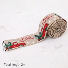 1 Rollo de 2m de Cinta, Rollo de Tela de Lino con Moño de Arpillera, Cinta con Patrón de Copos de Nieve y Borde de Alambre Metálico, para Empaque y Decoración - Multicolor - Ver 11