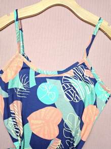 Simple Casual Viscolycra Mesh Tank & Shirt - 龜葉 藏藍 均碼背心 - 查看 2