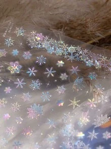 1片 5D亮面貝殼雷射粉色聖誕樹、聖誕花環、雪花、星星美甲貼紙 - 彩色 - 查看 7