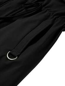 Risissida Women's Autumn/Winter Detachable Faux Fur Collar Thickened Down Jacket, Zipper/Button Closure, With Pockets - Black - View 11