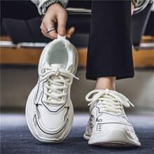 GNVA 男士厚底学生潮流百搭时尚增高耐磨高帮鞋黑色厚底运动鞋适合秋冬季 - 白色 - 查看 8