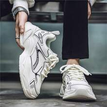 GNVA 男士厚底学生潮流百搭时尚增高耐磨高帮鞋黑色厚底运动鞋适合秋冬季 - 白色 - 查看 6