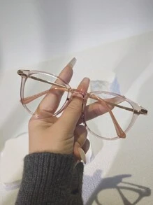 1 件男女通用简约透明镜片金属框架镶嵌眼镜，适合电脑阅读，适合近视眼镜配置 - 多色 - 查看 14