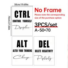 3pcs Motivational "Ctrl Alt Delete" Minimalist Canvas Art Prints, Black And White Abstract Wall Decor, Suitable For Modern Home And Office, Wall Art Decoration Mural, Home Decor, Poster Art, Canvas Wall Poster, Bedroom Living Room Hallway Decoration - Multicolor - View 15