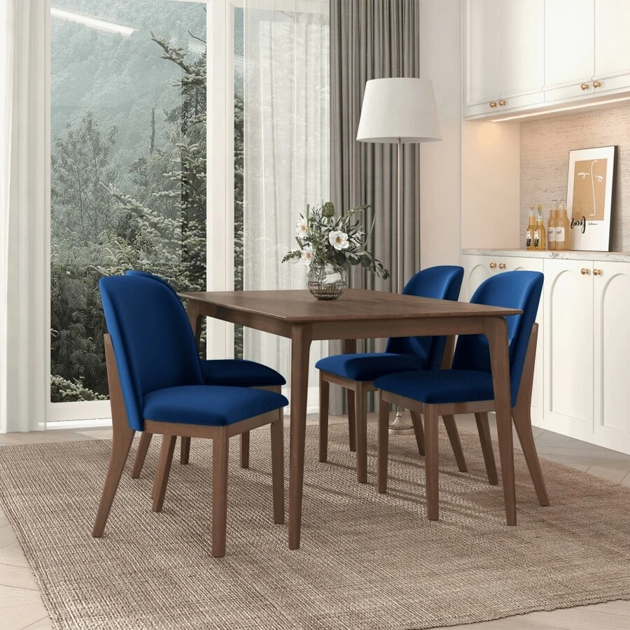 Kaitlyn  Navy Blue Velvet Dining Chair (Set Of 2),ComfortCorner