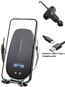 YITUMU Wireless Car Charger Holder, Fast Charging Automatic Clamping 15W Smart Dual-Control Induction Car Phone Holder, Optional Cigarette Lighter Car Charger Accessory, Suitable For Android And Apple Phones With Wireless Charging Function Car Accessories