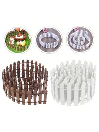 1/2 件迷你木栅栏花园房屋装饰，质朴的木制花园边框，适合圣诞节、万圣节、新年、DIY 工艺配件，用于微型景观、多肉植物花盆和游戏屋 - 迷人的木制户外展示