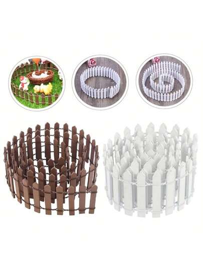 1/2 st Mini-trästaket, trädgårdshusinredning, rustik träträdgårdskant för jul, halloween, nyår, gör-det-självtillbehör för miniatyrlandskap, suckulentplantor och lekstuga - charmig utomhusvisning i trä