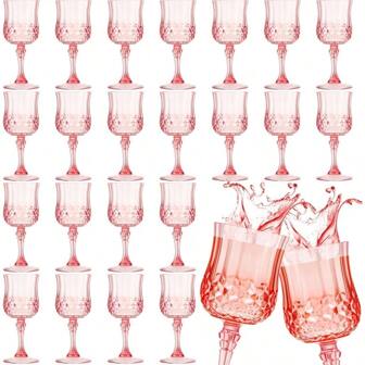 Reusable Vintage Plastic Glasses, Multi-Color Plastic Embossed Glasses For Wedding, Baby Shower, Reception, Party