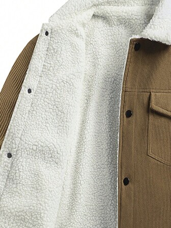 Termofodrad manchesterjacka, tjock och trendig, mångsidig och enkel stil, varm kappa för unga vuxna, fleece, vinter