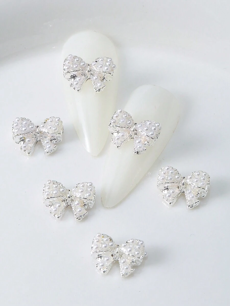 Bộ 10 món trang trí móng tay 3D bằng hợp kim, đồ trang sức móng tay hình nơ ngọc trai sang trọng, quà tặng nghệ thuật làm móng cho bé gái năm 2025, đá trang trí móng, dụng cụ làm móng, đa năng dùng để trang trí móng tay, giày dép, quần áo, túi xách, đồ thủ công.