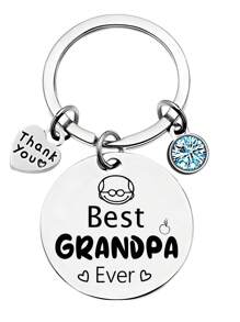 1 Pair Stainless Steel Keychain With Cartoon Portrait & Engraved Text "Best Grandma", "Best Grandpa", Thoughtful Gift For Grandparents, Grandma, Grandpa On Thanksgiving - Multicolor - View 3