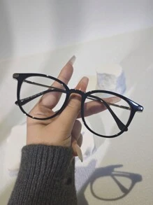 1 件男女通用简约透明镜片金属框架镶嵌眼镜，适合电脑阅读，适合近视眼镜配置 - 多色 - 查看 11