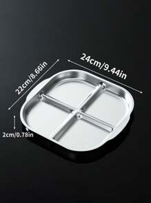 1 pieza Plato de comida de acero inoxidable 304, bandeja de almuerzo con dieta con porciones, plato de servir antideslizante de 3 compartimentos para pérdida de peso, fitness, embarazo, regalo de Navidad - Multicolor - Ver 16