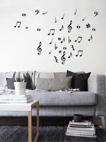 SUPSTICKER 1set Piano/Electronic Piano Background Music Note Transparent Self-Adhesive Waterproof Wall Sticker, Removable Without Residue, Home Decoration, Size: 11.81x9.84inch, Stickers, Wall Decal, Vinyl Decal For Home Decorations, Spring Decoration Items Refresh Your Home, Festival Decoration Stickers Gifts Birthday Graduation - Black - View 12