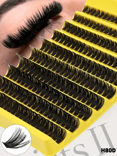 200pcs 10-16mm Mixed Size D-Curl Design 80D Russian Curl False Eyelashes, Natural Soft Fluffy Cluster Fake Lashes, Wispy Smoke Effect DIY Lashes Ideal For Night Out, Cosplay, Date, Daily, Party, Stage, Travel, Essential For Mother's Day, Easter, Thanksgiving, Christmas, Halloween Makeup, Great Gift & Beginner Friendly Lash Clusters,Eye Lash Clusters,Individual Eyelashes,Lashes,Fake Lashes
