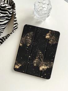 Funda suave con diseño de mariposa en relieve IP, color negro brillante, compatible con iPad Pro 11", diseño minimalista elegante, resistente a arañazos y golpes, compatible con iPad Air 5 / iPad 10.9" 2023 / iPad 10.2" / iPad Mini 6.5"