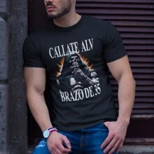 Camiseta Gym Meme Calaca Cállate ALV Brazo de 35 Playera Nocivo - Negro - Ver 1