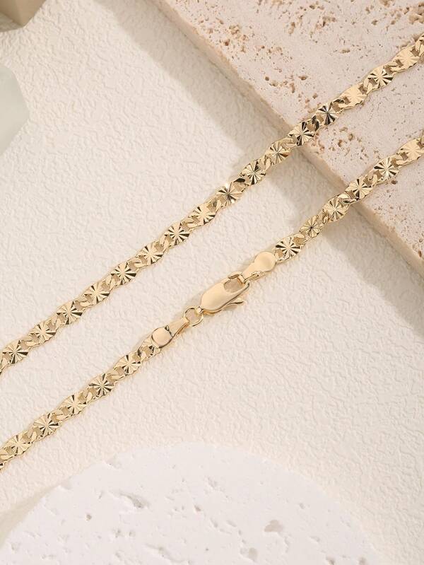 1pc Classic 4.0mm Snowflake Pattern Copper Necklace, Suitable For Holiday, Everyday, And Outdoor Wear, Gift For Friends And Girlfriends