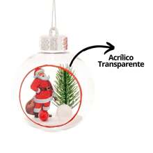 Jogo 2 Bolas de Natal Decoradas Papai Noel e Boneco de Neve 3D Transparente - Bela Flor - Vermelho e Branco - Visão 7
