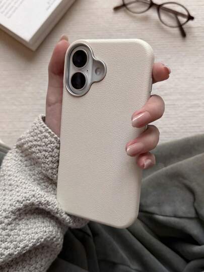 Minimalist White Leather Texture Phone Case Compatible With IPhone 17 Pro Max/17 Pro/17 Air/17/16 Pro Max/16/16 Pro/16 Plus/15/15 Pro Max/15 Pro/15 Plus/11/12/13/14 Pro Max/XS/XR/11 Pro/11 Pro Max/12 Pro/12 Pro Max/13 Pro/13 Pro Max/7 Plus/14 Pro/14 Pro Max/14 Plus/7 Plus/8 Plus/8/SE2 Soft Cover