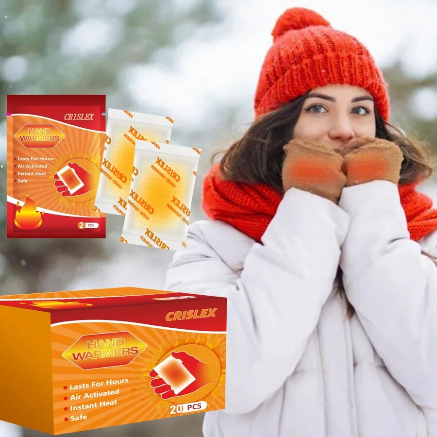 CRISLEX 20pcs Hand Warmers, Up To 10 Hours Long Lasting Safe Natural Odorless Air Activated Hot Hand Warmer Pack, Disposable Ultra Thin Hand Body Toe Warmers - White - View 1
