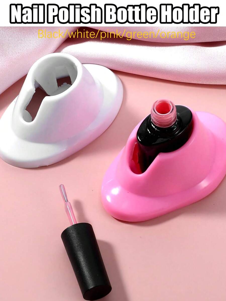 Soporte para botellas de esmalte de uñas, soporte antiderrame de goma suave para exhibición de manicura, accesorios para esmalte de uñas, suministros de arte de uñas para organizador de uñas (negro/blanco/rosa), suministros para uñas, herramientas para uñas, herramientas de arte de uñas, de vuelta a la escuela, uñas, herramientas para uñas postizas - Multicolor - Ver 1