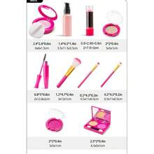 11 st./set Simulatie Model Make-up Speelgoed set Voor meisjes , Met Nep Make-up ( Zonder Kleurstof Of Poeder ) , Inclusief lippen , 3 Make-up borstels , Blush , Tweekleurig Oog make-up , Glitter , , Lotion Fles , Mascara , En A Handtas ; Geschikt Voor Aankleed , Doe alsof En Speel , Verjaardagscadeaus