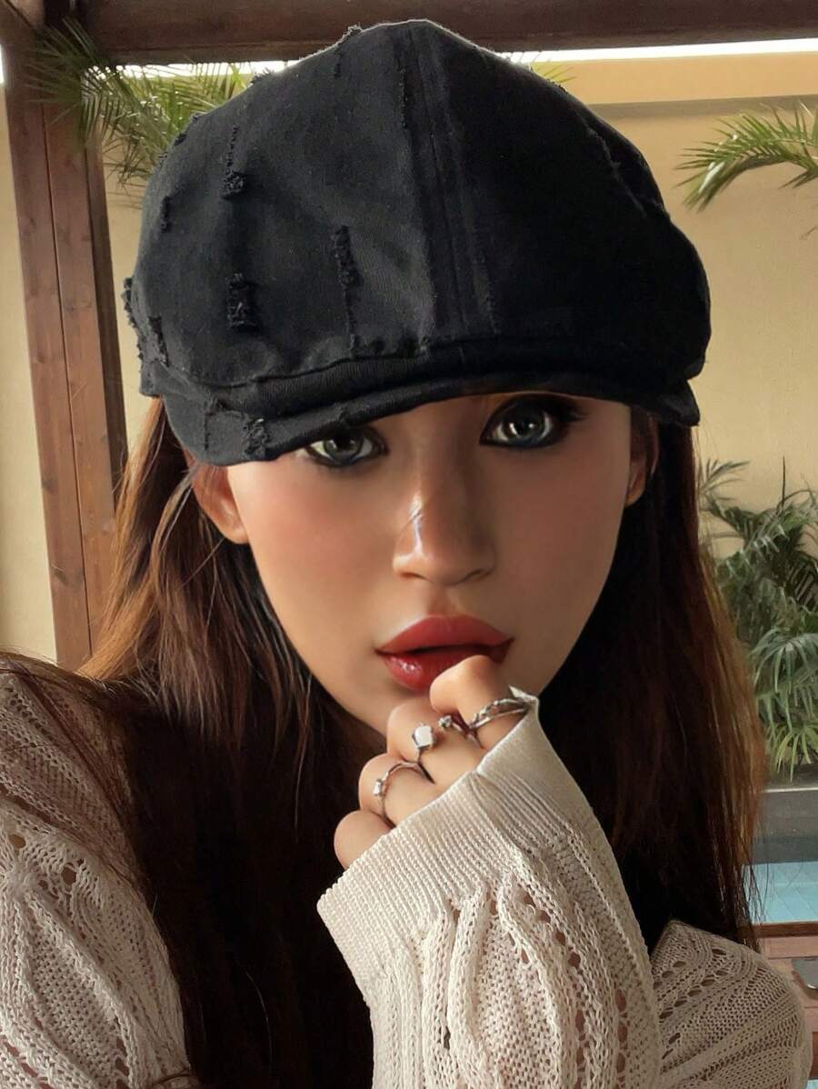 1 件女士贝雷帽，秋冬新款小孔贝雷帽，时尚百搭，适合外出、郊游和日常使用 - 彩色 - 查看 1