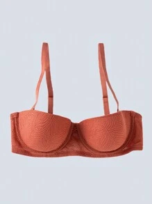 Women's Sexy Lace Balconette Bra With Underwire Half Cup Bralette Push Up Brassiere Lingerie Comfort Padded Bras Soft Underwear Coverage Intimates Sexy Comfy Solid Transparent Straps Push Up Underwire Bras - Orange - View 5