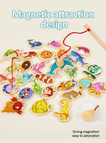 15pcs/31pcs/51pcs Wood Magnetic Fishing Toy Set, Educational Fishing Game Toy For Toddlers Boys Girls, Brain Development And Parent-Child Interaction Gift