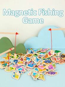 15pcs/31pcs/51pcs Wood Magnetic Fishing Toy Set, Educational Fishing Game Toy For Toddlers Boys Girls, Brain Development And Parent-Child Interaction Gift