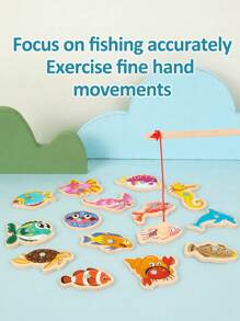 15pcs/31pcs/51pcs Wood Magnetic Fishing Toy Set, Educational Fishing Game Toy For Toddlers Boys Girls, Brain Development And Parent-Child Interaction Gift