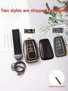 1 chiếc Vỏ chìa khóa mềm TPU dành riêng cho xe Toyota + Móc khóa dây đeo bằng da + Tua vít Bộ 3 trong 1, Tương thích với Vỏ bảo vệ chìa khóa xe thông minh 3 nút của Toyota - Nhiều màu - Xem 5