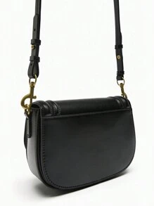 Nouveau sac bandoulière croisé à large bretelle noire décontracté pour femmes, sacs élégants pour dames - Noir - Voir 5