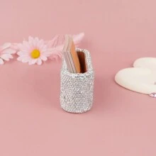 1pc Bling Diamond Encrusted Card Holder Business Card Display Holder Desk Storage Holder Diamond Encrusted Premium Desktop Card Holder For Invitation Cards And Party Event Card Organizer, Office Supplies