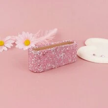 1pc Bling Diamond Encrusted Card Holder Business Card Display Holder Desk Storage Holder Diamond Encrusted Premium Desktop Card Holder For Invitation Cards And Party Event Card Organizer, Office Supplies