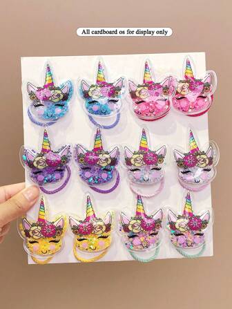 12pcs Unicorn Hair Ties For Girls, Sweet Hair Accessories