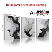 3pcs Abstract Ink Flow Triptych Canvas Wall Art, Set Of 3 Frameless Posters, Liquid Smoke Design For Modern Home Office, Living Room, Bedroom Decor, Art Deco Minimalist Style Wall Hanging - Indoor Use,Canvas Wall Poster, Bedroom Living Room Hallway Decoration Gifts Birthday Graduation - Multicolor - View 13
