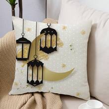 1 pezzo/4 pezzi Copricuscini decorativi a tema luna Rama, in lino, 45x45cm, per decorazione di stanza, camera da letto, divano, senza imbottitura interna - Multicolore - Visualizzare 9