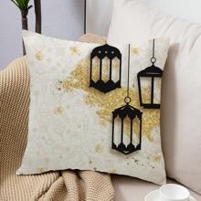 1 pezzo/4 pezzi Copricuscini decorativi a tema luna Rama, in lino, 45x45cm, per decorazione di stanza, camera da letto, divano, senza imbottitura interna - Multicolore - Visualizzare 11