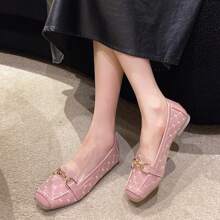 Women's Plus Size Fashion Korea Style Flat Bottom Soft Loafers - Pink - View 4