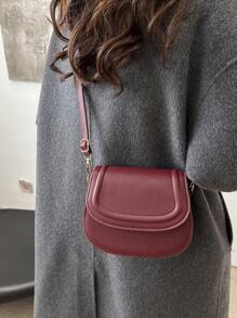 Bolso bandolera mini silla de montar de unicolor con relieve - Rojo - Ver 6