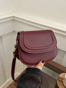 Bolso bandolera mini silla de montar de unicolor con relieve - Rojo - Ver 2