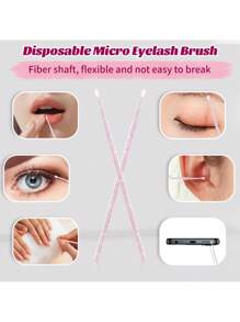 300/100 微型睫毛刷，微型睫毛刷，微孔睫毛刷，睫毛刷，一次性微型睫毛刷（水晶粉） - 彩色 - 查看 6