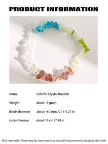 1 Pc Fashionable And Colorful Natural Crystal Crushed Stone Bracelet, Including Strawberry Crystal, White Crystal, Apatite, Grape Stone, Peridot, Citrine, Suitable For Women's Daily Wear, Comes With A Gift Box And Jewelry Storage Bag