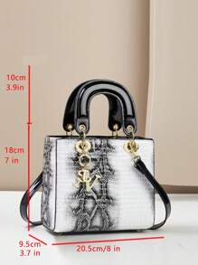 Women's Elegant Crocodile Pattern Small Handbag - Beige - View 4