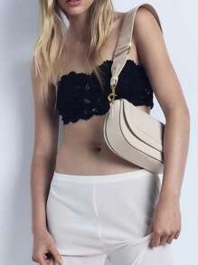 Y2Y 新款女士包黑色宽肩带腋下斜挎包休闲手提包，女士包包优雅 - 米色 - 查看 2