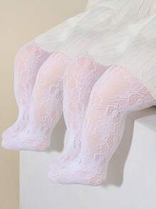 1 Quần tất họa tiết hoa hồng rỗng hợp thời trang cho bé gái, nhẹ và thoải mái, thích hợp mặc hàng ngày, đầm và trang phục đi học - trắng - Xem 13